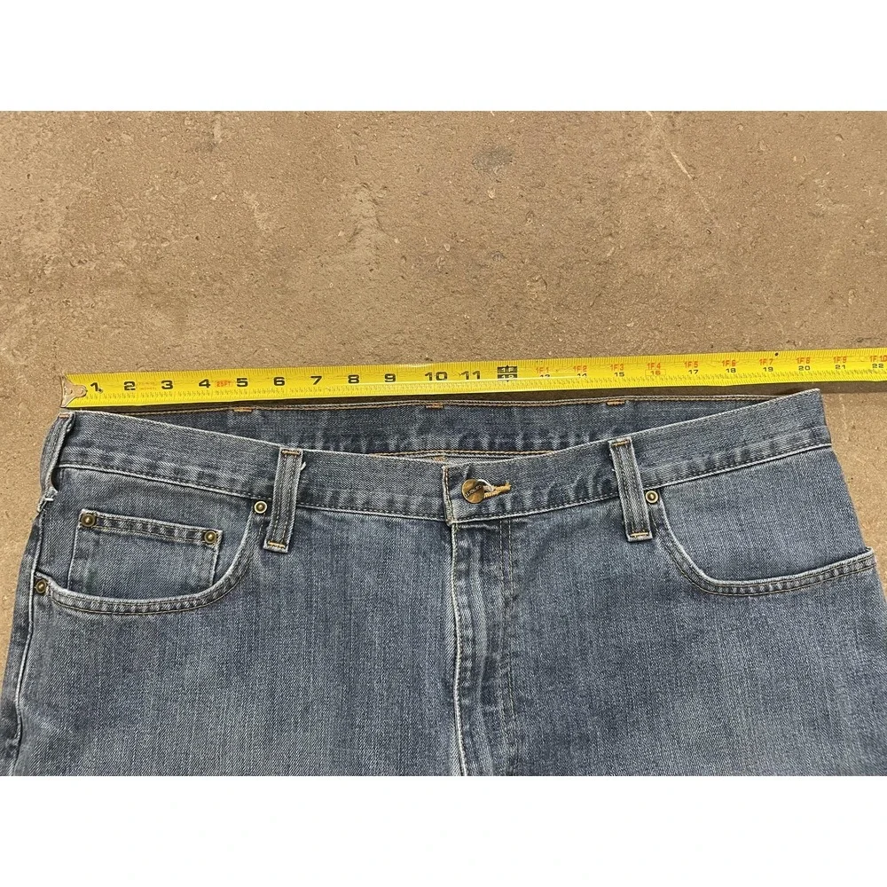 Carhartt 101483-980 Jeans Mens 40x34 Blue Med‎ Wash Relaxed Straight Distressed